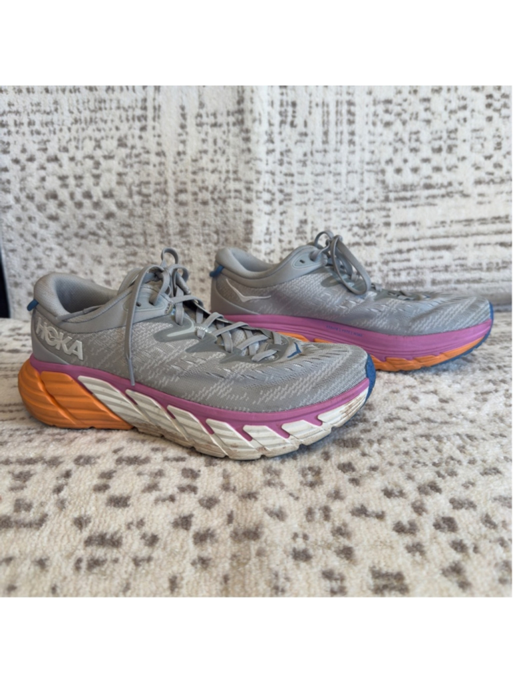 Hoka Gaviota 4 Women's Gray and Orange Running Shoes